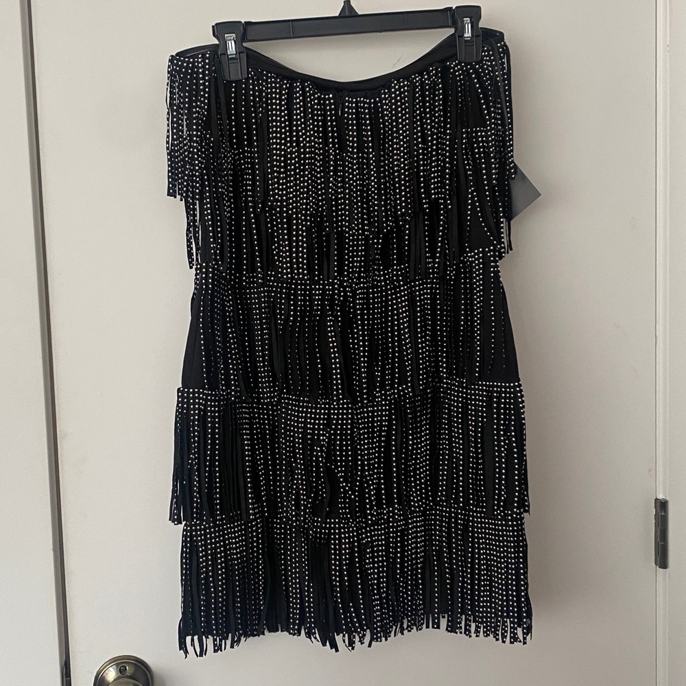 AREA STARS Black Fringe Dress with Silver Accents - Picture 5 of 8